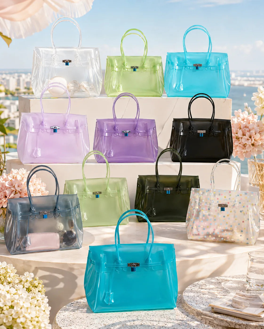 Colección de bolsos Jelly JELLOCO en distintos colores translúcidos