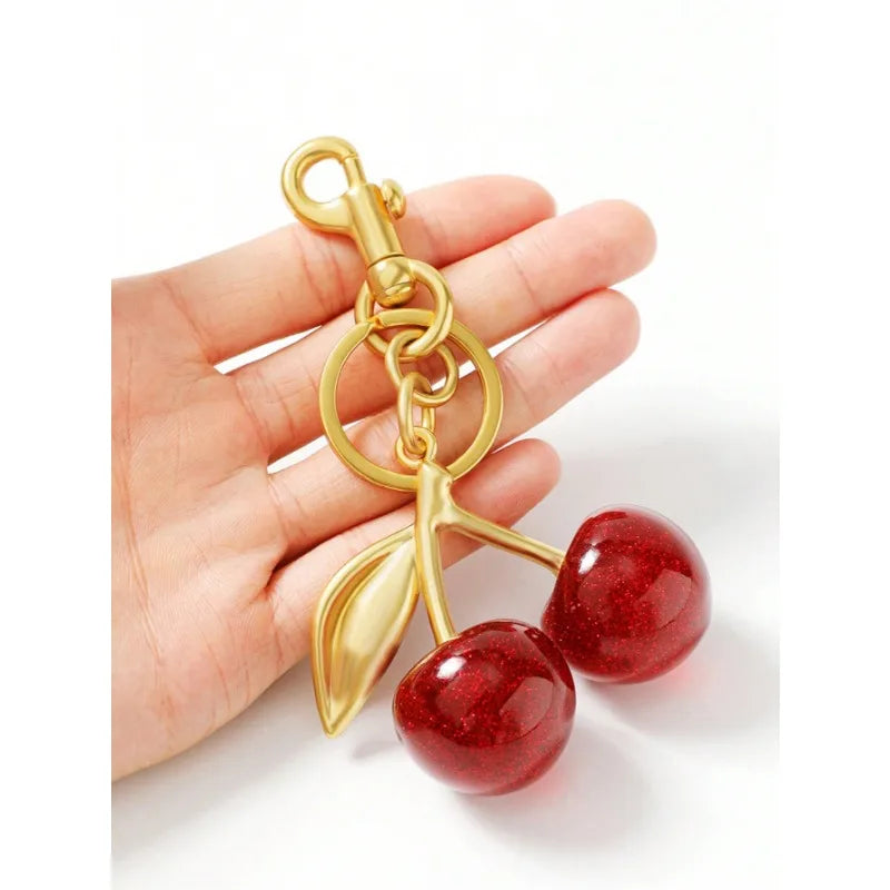 Cherry Pop Charm de cereza plateada para bolso