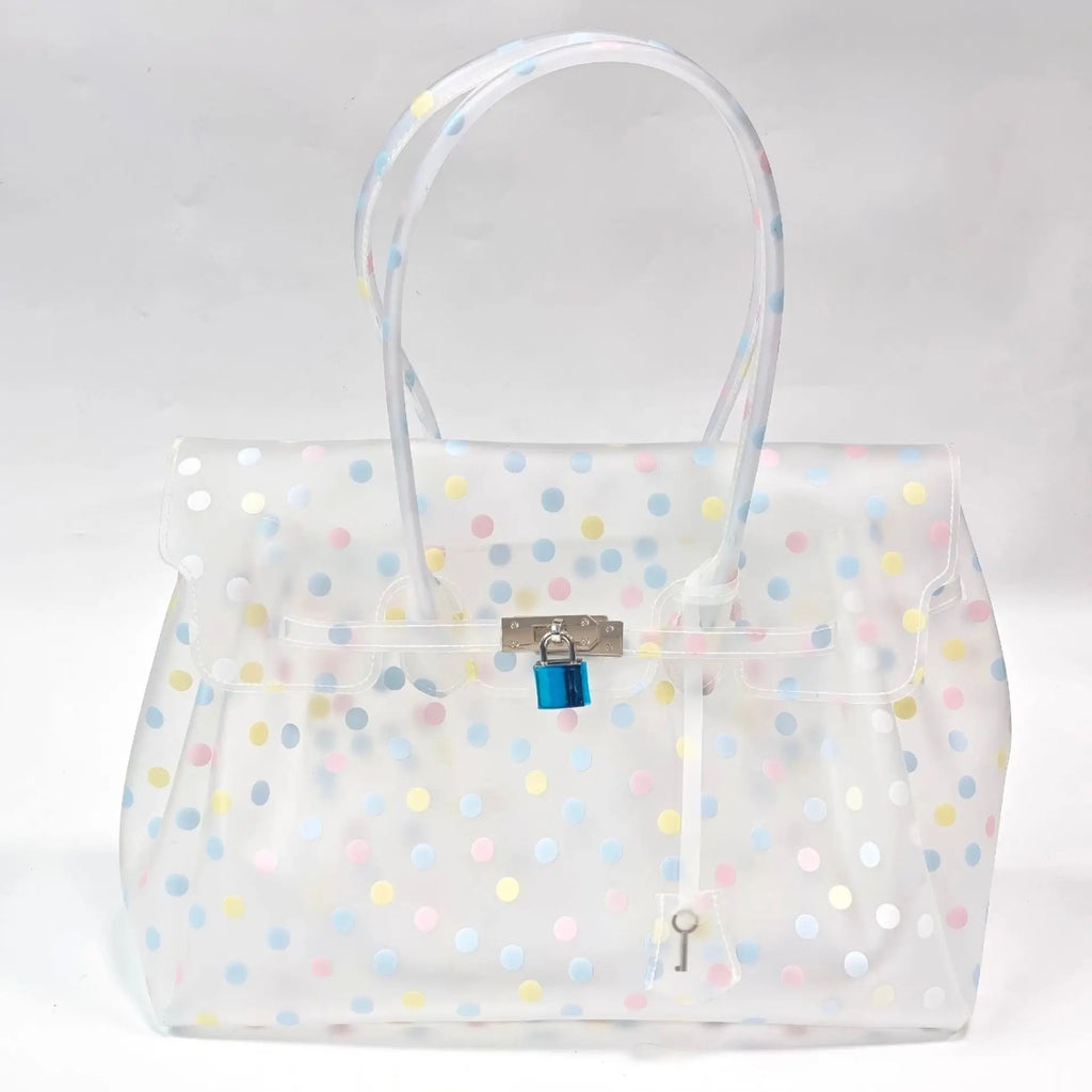 Bolso Jelly Blanco con Lunares translúcido de TPU JELLOCO