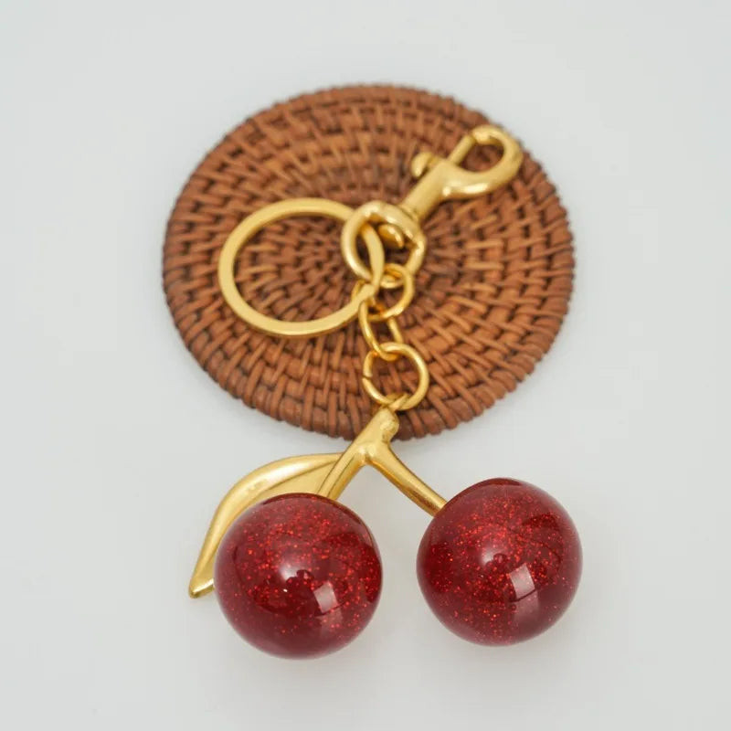 Cherry Pop Charm de cereza dorada para bolso